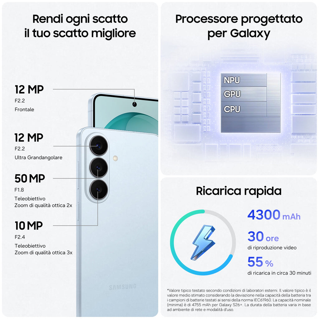 Samsung Galaxy S26 12+512GB 6.3 " Cobalt Violet Italia