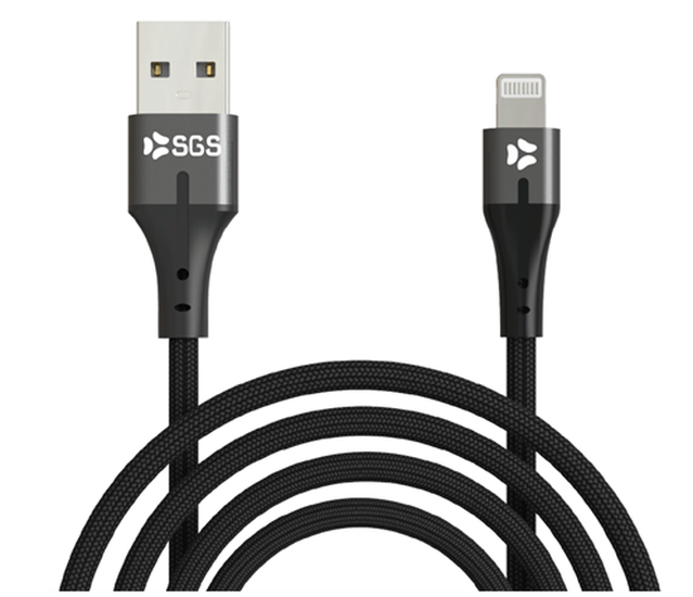 Sgs Cloth Lightning Cavo Dati/carica USB 1 Metro Black