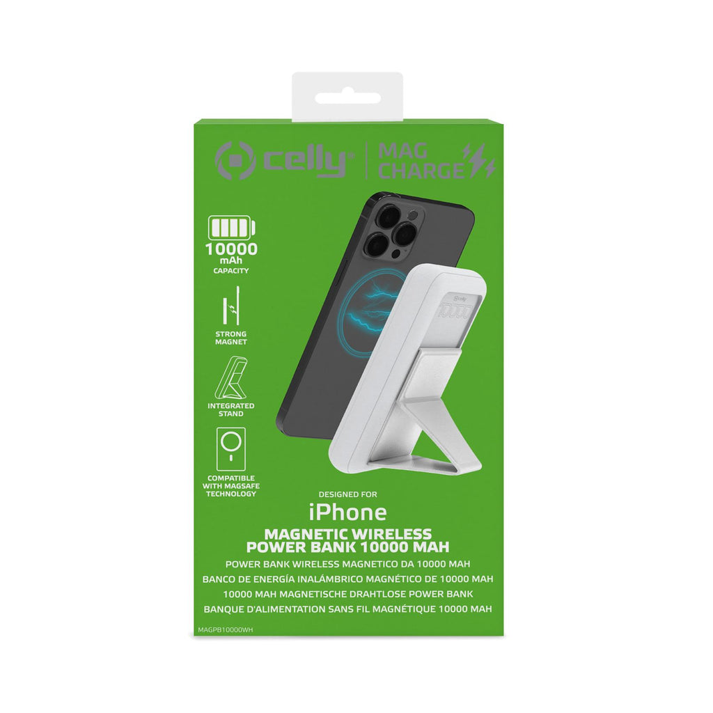 Celly MAGPB10000 Power Bank Magsafe Wireless Bianco