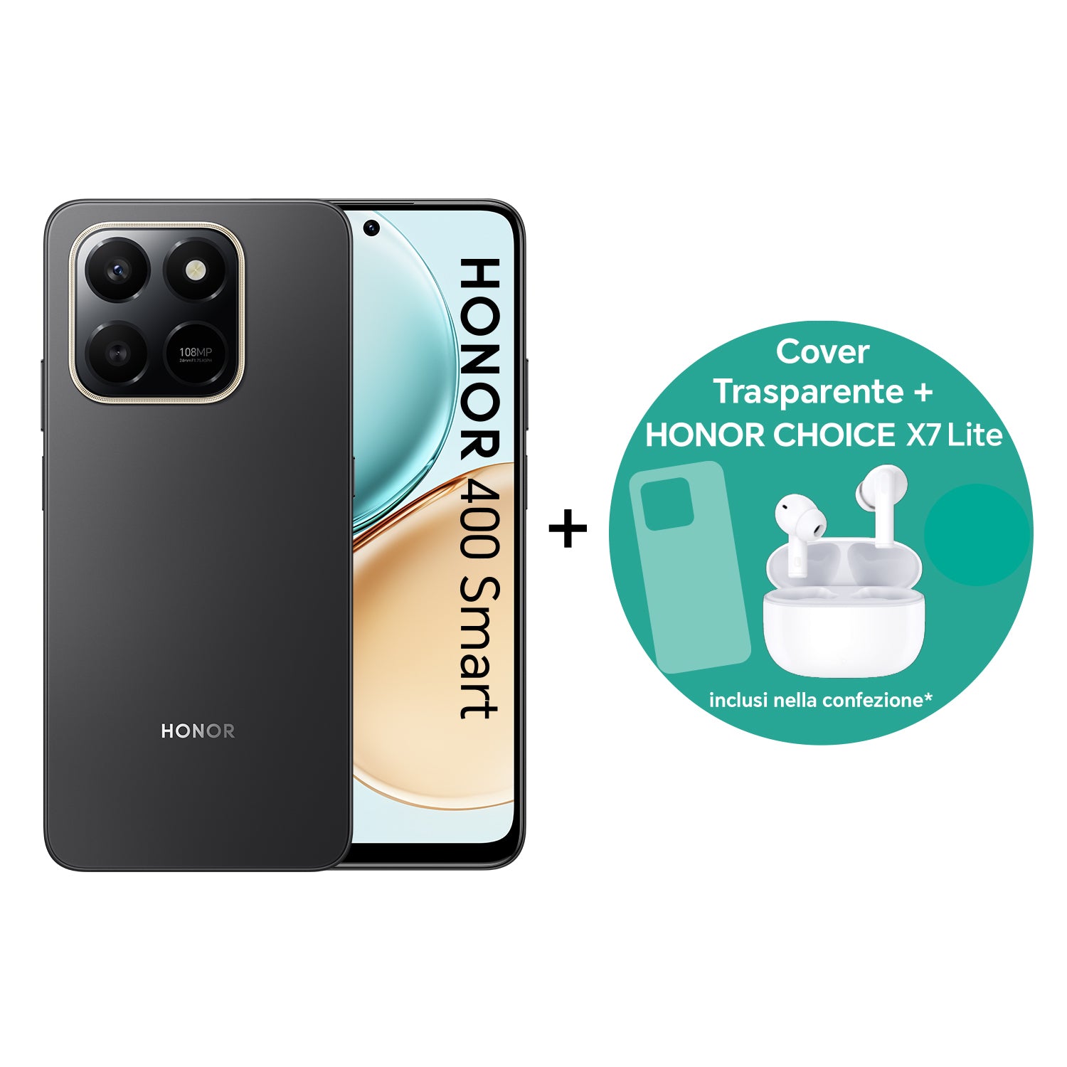 Honor 400 Smart 8+256GB 6.7" 4G Velvet Black DS ITA + Choice X7 Lite